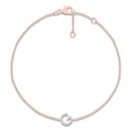 Diamond Initial G Bracelet 1/15 ct tw 10K Rose Gold 7.5"