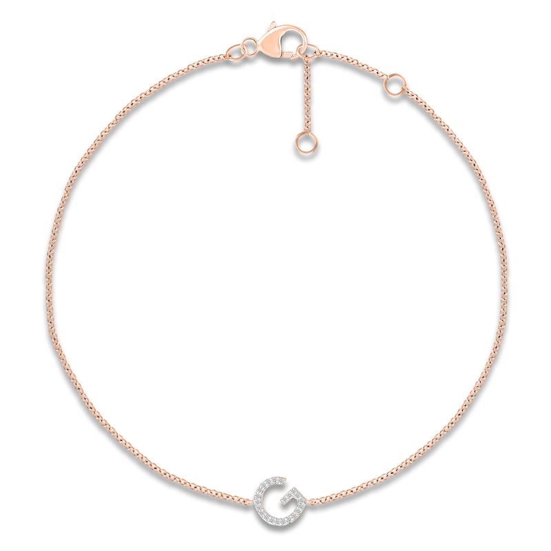 Main Image 1 of Diamond Initial G Bracelet 1/15 ct tw 10K Rose Gold 7.5"