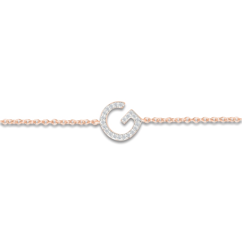 Main Image 2 of Diamond Initial G Bracelet 1/15 ct tw 10K Rose Gold 7.5"