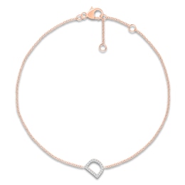 Diamond Initial D Bracelet 1/15 ct tw 10K Rose Gold 7.5"