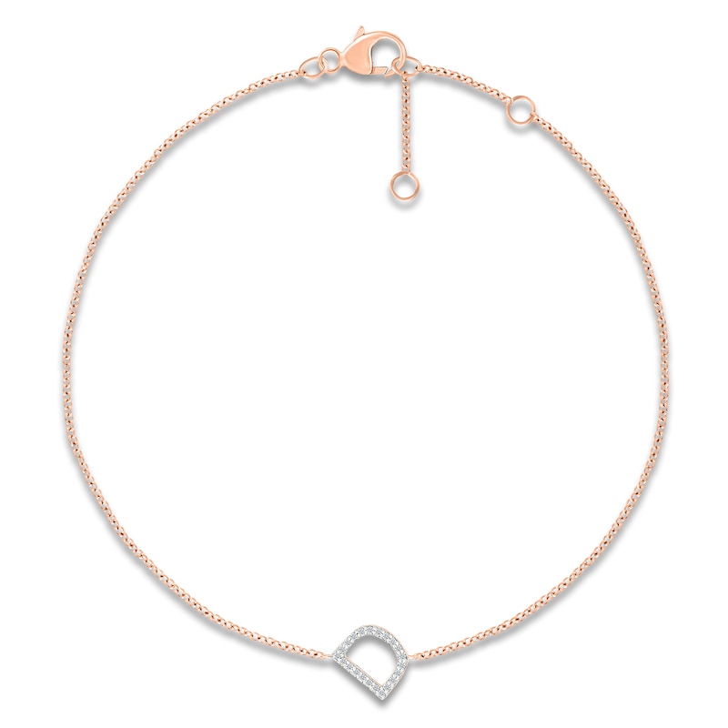 Main Image 1 of Diamond Initial D Bracelet 1/15 ct tw 10K Rose Gold 7.5"