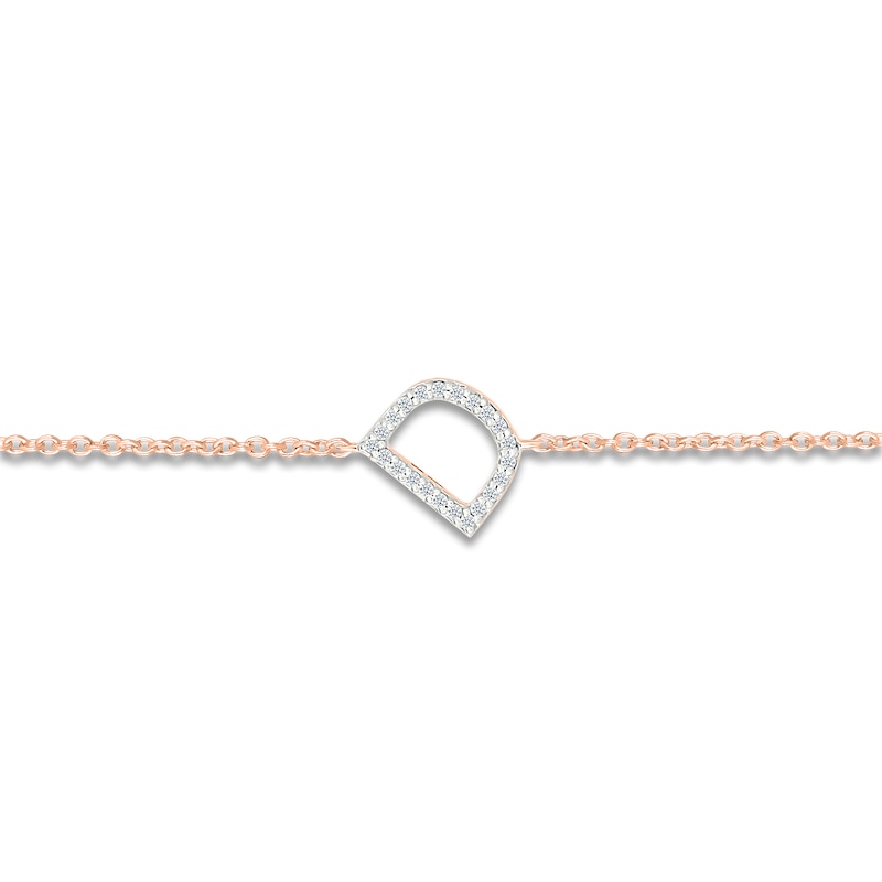 Main Image 2 of Diamond Initial D Bracelet 1/15 ct tw 10K Rose Gold 7.5"