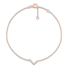 Diamond Initial L Bracelet 1/15 ct tw 10K Rose Gold 7.5"
