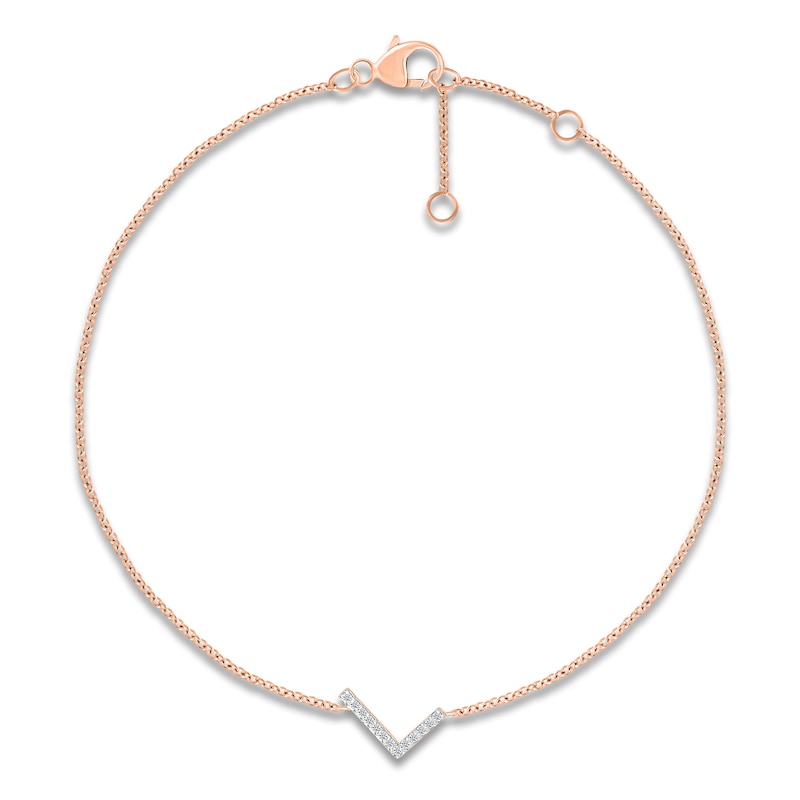 Main Image 1 of Diamond Initial L Bracelet 1/15 ct tw 10K Rose Gold 7.5"