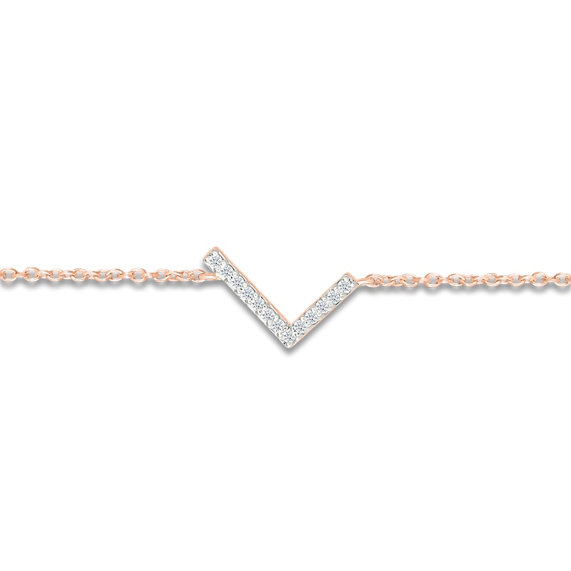 Main Image 2 of Diamond Initial L Bracelet 1/15 ct tw 10K Rose Gold 7.5"