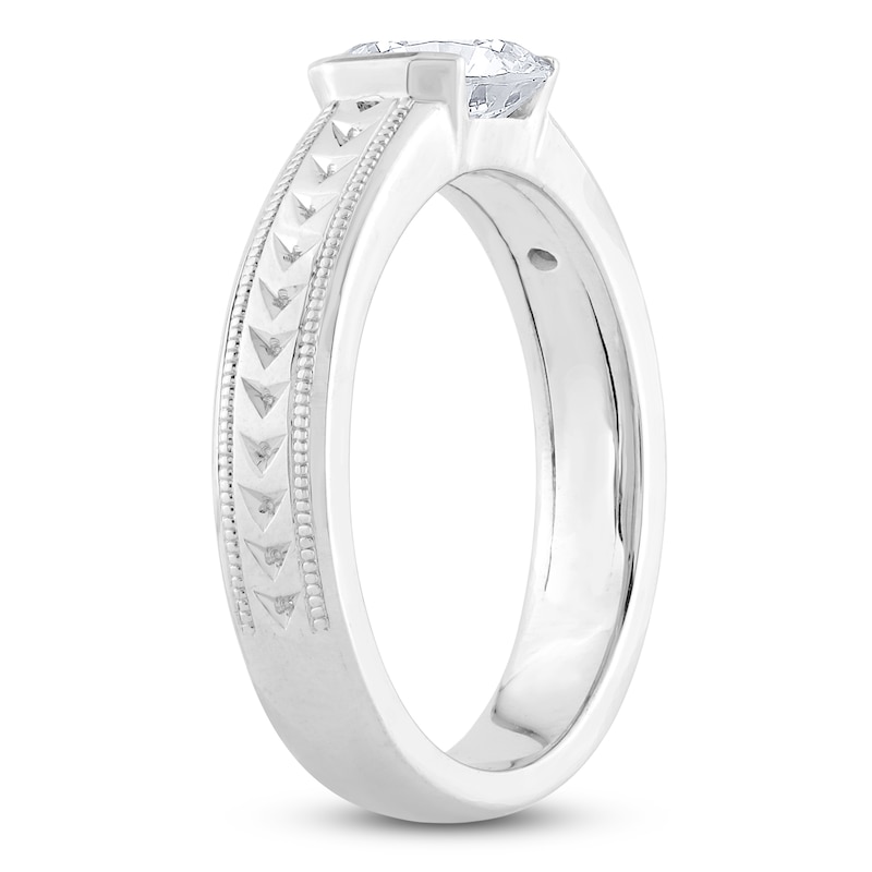 Main Image 2 of Brilliant Moments Men's Emerald-Cut Diamond Solitaire Engagement Ring 1/2 ct tw 14K White Gold