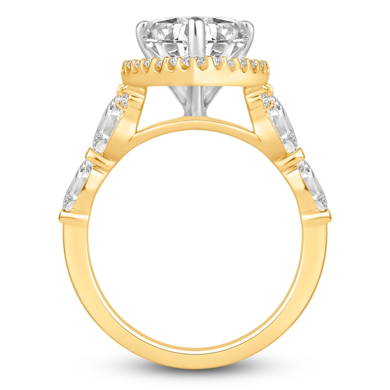 Main Image 2 of Pear-Shaped Lab-Grown Diamond Halo Engagement Ring 4 ct tw 14K Yellow Gold