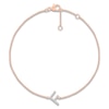 Thumbnail Image 1 of Diamond Initial F Bracelet 1/15 ct tw 10K Rose Gold 7.5"