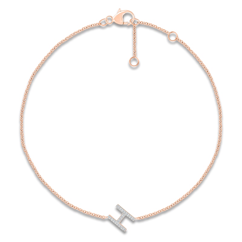 Main Image 1 of Diamond Initial H Bracelet 1/15 ct tw 10K Rose Gold 7.5"