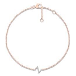 Diamond Initial Z Bracelet 1/15 ct tw 10K Rose Gold 7.5"