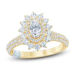 Pnina Tornai Oval-Cut Diamond Starburst Halo Engagement Ring 1-1/2 ct tw 14K Yellow Gold