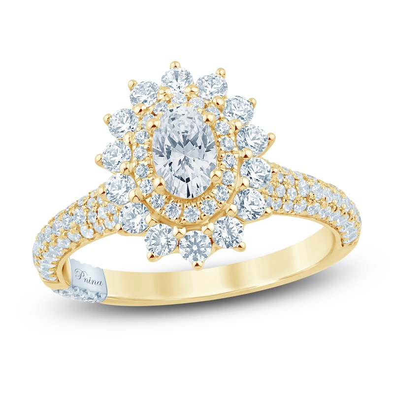 Main Image 1 of Pnina Tornai Oval-Cut Diamond Starburst Halo Engagement Ring 1-1/2 ct tw 14K Yellow Gold