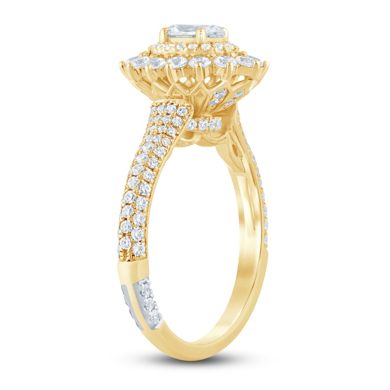 Main Image 2 of Pnina Tornai Oval-Cut Diamond Starburst Halo Engagement Ring 1-1/2 ct tw 14K Yellow Gold