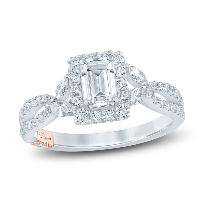 Main Image 1 of Pnina Tornai Emerald-Cut Diamond Halo Engagement Ring 1 ct tw 14K White Gold