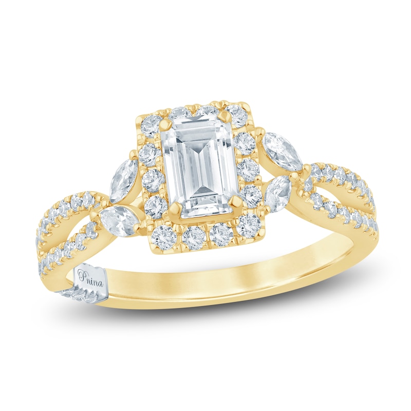 Main Image 1 of Pnina Tornai Emerald-Cut Diamond Halo Engagement Ring 1 ct tw 14K Yellow Gold