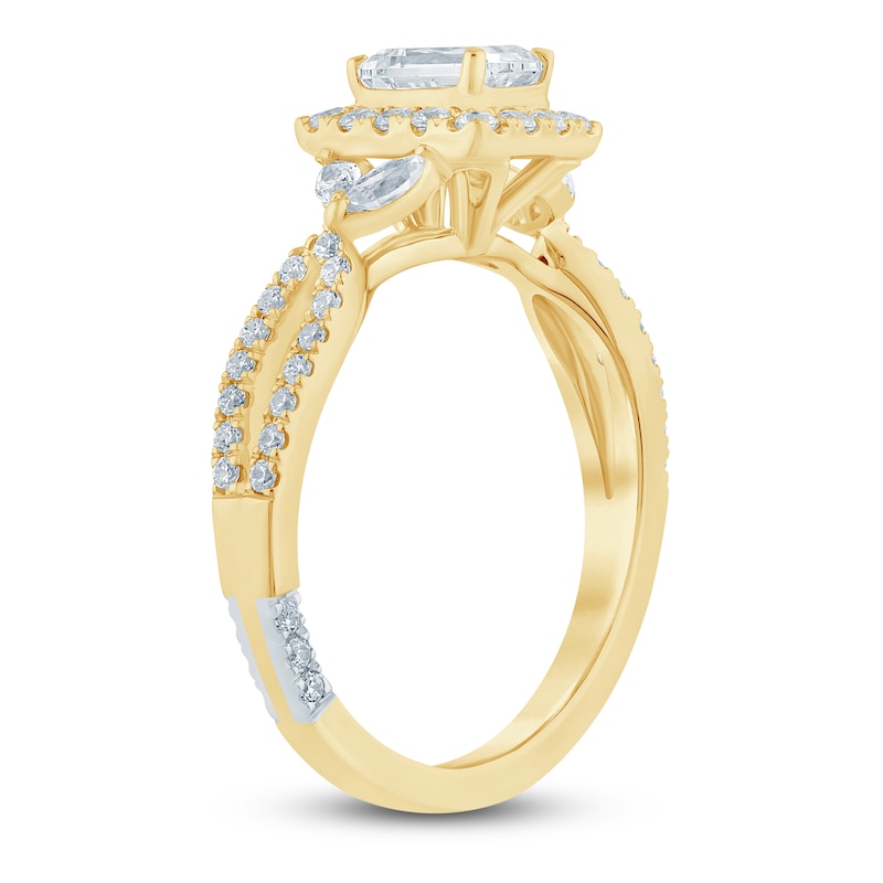 Main Image 2 of Pnina Tornai Emerald-Cut Diamond Halo Engagement Ring 1 ct tw 14K Yellow Gold