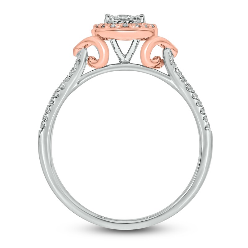 Main Image 3 of Brilliant Moments Multi-Diamond Oval Halo Engagement Ring 1/2 ct tw 14K Two-Tone Gold
