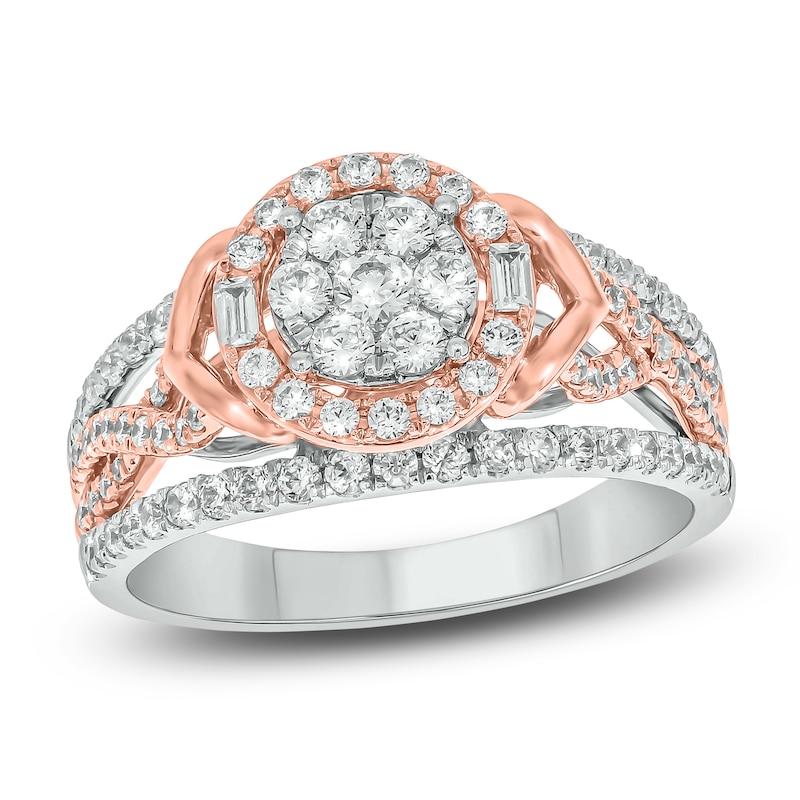 Main Image 1 of Brilliant Moments Multi-Diamond Halo Engagement Ring 1 ct tw 14K Two-Tone Gold