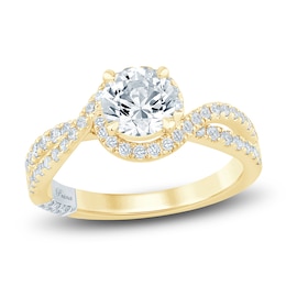 Pnina Tornai Round-Cut Lab-Grown Diamond Engagement Ring 1-1/2 ct tw 14K Yellow Gold