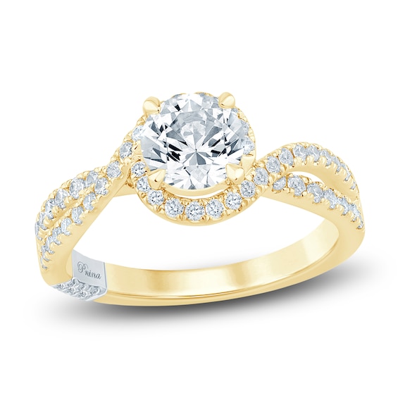 Pnina Tornai Round-Cut Lab-Grown Diamond Engagement Ring 1-1/2 ct tw 14K Yellow Gold