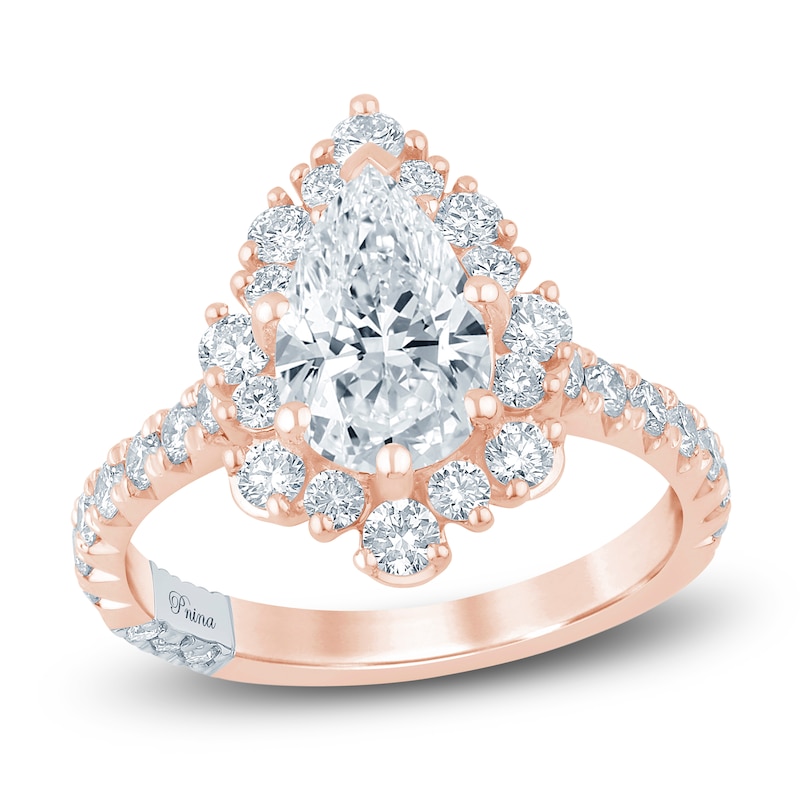 Main Image 1 of Pnina Tornai Lab-Grown Diamond Pear-Shaped Halo Engagement Ring 2-1/2 ct tw 14K Rose Gold