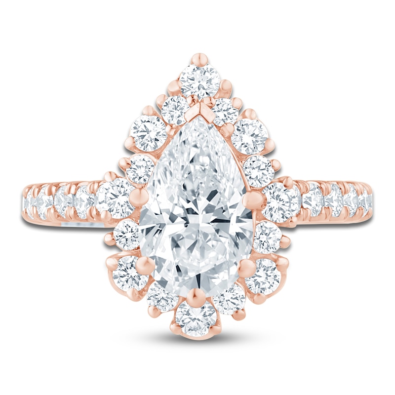 Main Image 3 of Pnina Tornai Lab-Grown Diamond Pear-Shaped Halo Engagement Ring 2-1/2 ct tw 14K Rose Gold