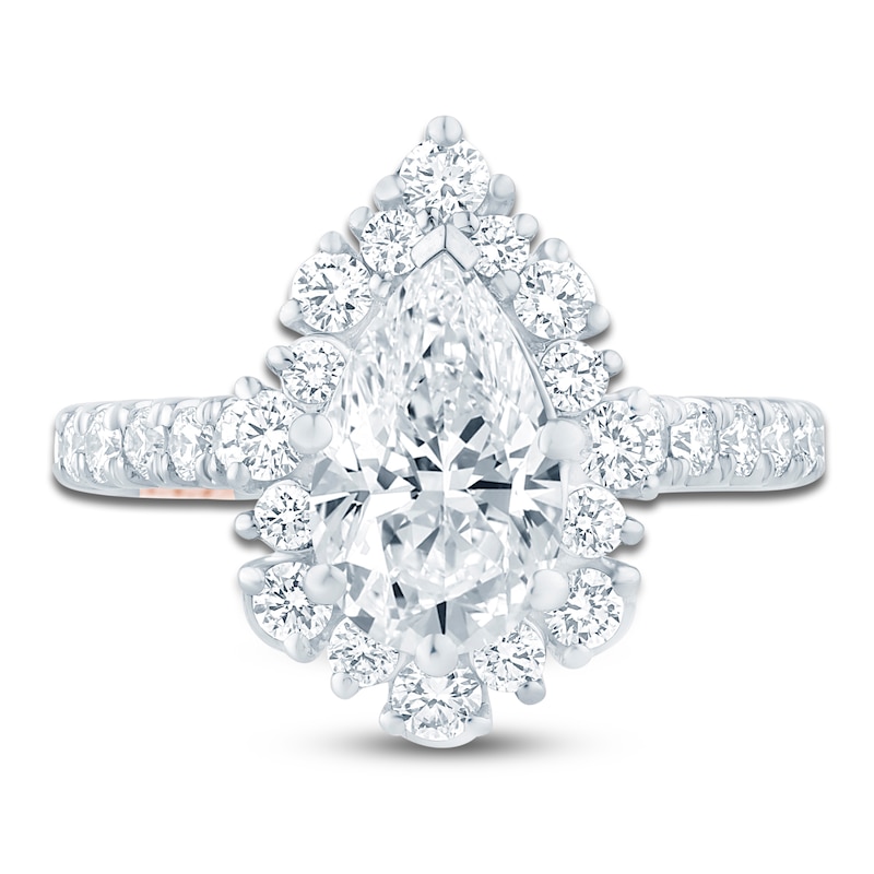 Main Image 3 of Pnina Tornai Lab-Grown Diamond Pear-Shaped Halo Engagement Ring 2-1/2 ct tw 14K White Gold