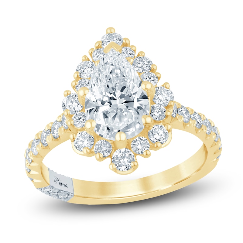 Main Image 1 of Pnina Tornai Lab-Grown Diamond Pear-Shaped Halo Engagement Ring 2-1/2 ct tw 14K Yellow Gold