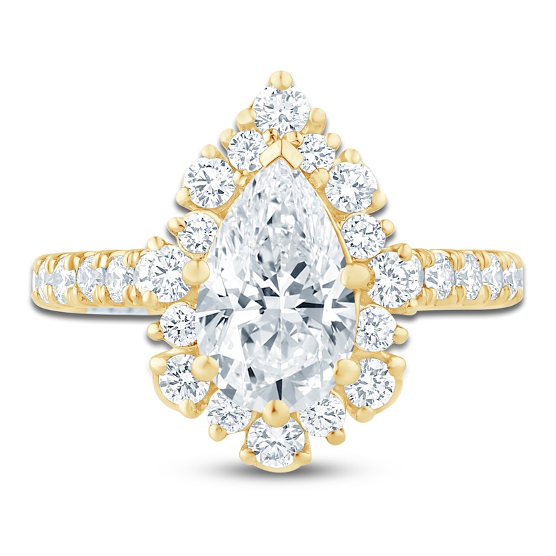 Main Image 3 of Pnina Tornai Lab-Grown Diamond Pear-Shaped Halo Engagement Ring 2-1/2 ct tw 14K Yellow Gold