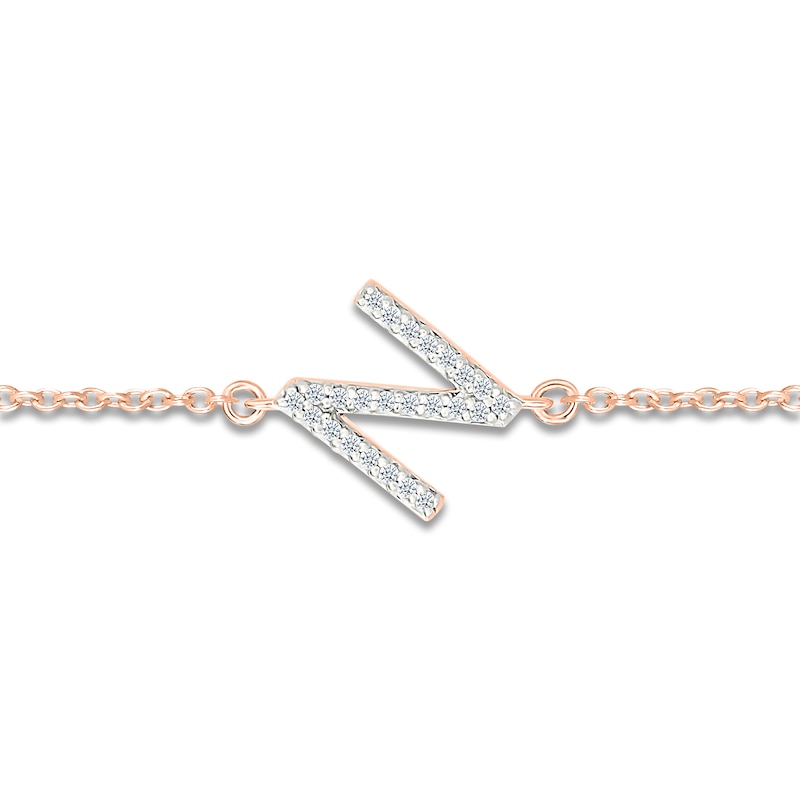 Main Image 2 of Diamond Initial N Bracelet 1/15 ct tw 10K Rose Gold 7.5"