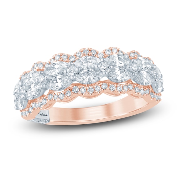 Pnina Tornai Marquise & Round-Cut Lab-Grown Diamond Anniversary Ring 1-1/2 ct tw 14K Rose Gold