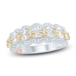 Pnina Tornai Marquise & Round-Cut Lab-Grown Diamond Anniversary Ring 1-1/2 ct tw 14K Two-Tone Gold