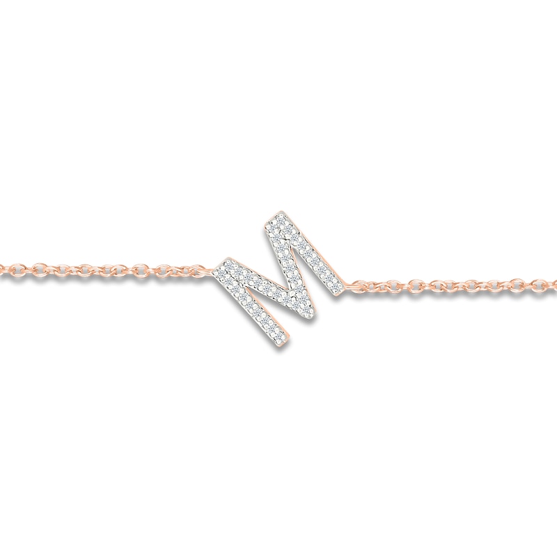 Main Image 2 of Diamond Initial M Bracelet 1/15 ct tw 10K Rose Gold 7.5"