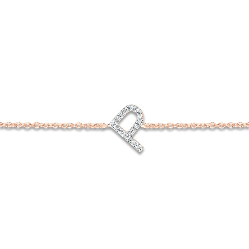 Main Image 2 of Diamond Initial P Bracelet 1/15 ct tw 10K Rose Gold 7.5"