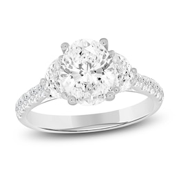 Oval-Cut & Half Moon-Shaped Lab-Grown Diamond Three-Stone Engagement Ring 3 ct tw 14K White Gold