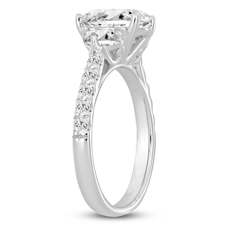Main Image 2 of Oval-Cut & Half Moon-Shaped Lab-Grown Diamond Three-Stone Engagement Ring 3 ct tw 14K White Gold