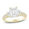 Thumbnail Image 1 of Emerald-Cut & Trapezoid-Cut Lab-Grown Diamond Three-Stone Engagement Ring 3 ct tw 14K Yellow Gold