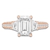 Thumbnail Image 3 of Emerald-Cut & Trapezoid-Cut Lab-Grown Diamond Three-Stone Engagement Ring 3 ct tw 14K Rose Gold