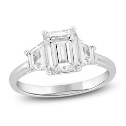 Emerald-Cut & Trapezoid-Cut Lab-Grown Diamond Three-Stone Engagement Ring 2-3/4 ct tw 14K White Gold