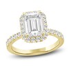 Thumbnail Image 1 of Emerald-Cut Lab-Created Diamond Halo Engagement Ring 4 ct tw 14K Yellow Gold