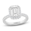 Thumbnail Image 1 of Emerald-Cut Lab-Grown Diamond Halo Engagement Ring 4 ct tw 14K White Gold