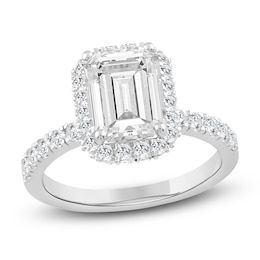 Emerald-Cut Lab-Grown Diamond Halo Engagement Ring 4 ct tw 14K White Gold