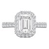 Thumbnail Image 3 of Emerald-Cut Lab-Grown Diamond Halo Engagement Ring 4 ct tw 14K White Gold