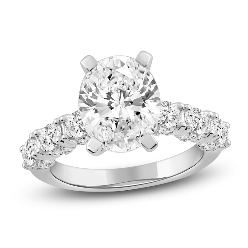 Main Image 1 of Oval-Cut Lab-Grown Diamond Engagement Ring 4-1/2 ct tw 14K White Gold