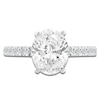 Thumbnail Image 3 of Oval-Cut Lab-Grown Diamond Hidden Halo Engagement Ring 2-1/2 ct tw 14K White Gold