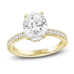 Oval-Cut Lab-Grown Diamond Hidden Halo Engagement Ring 2-1/2 ct tw 14K Yellow Gold