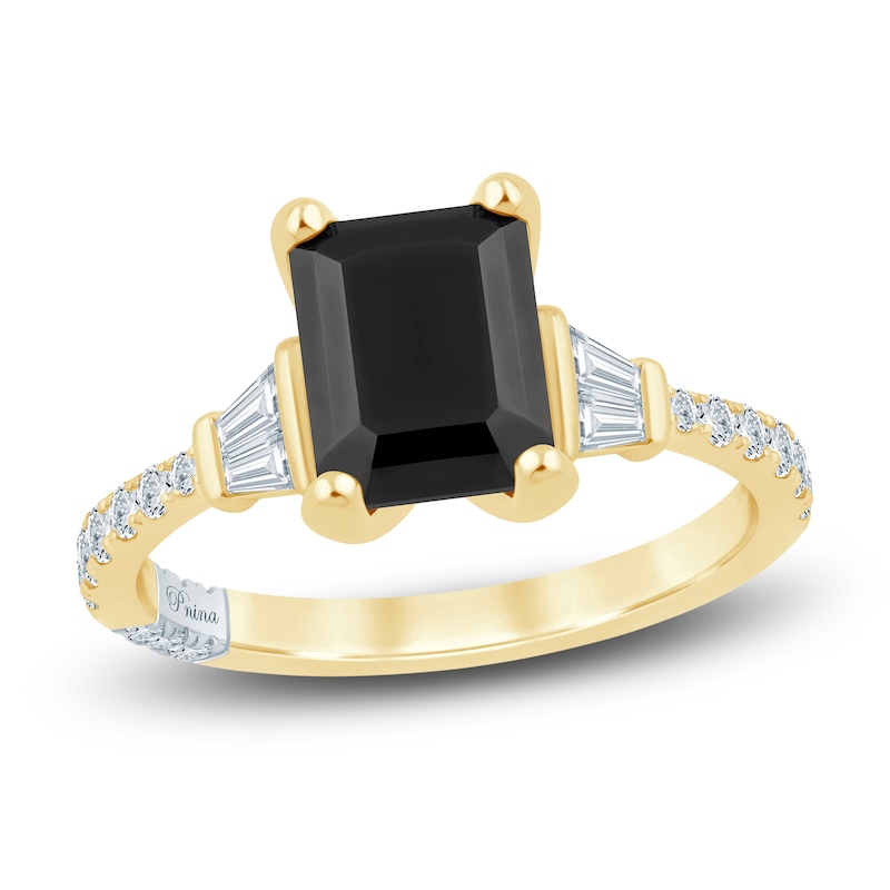 Main Image 1 of Pnina Tornai Emerald-Cut Black Diamond & White Diamond Engagement Ring 2-5/8 ct tw 14K Yellow Gold