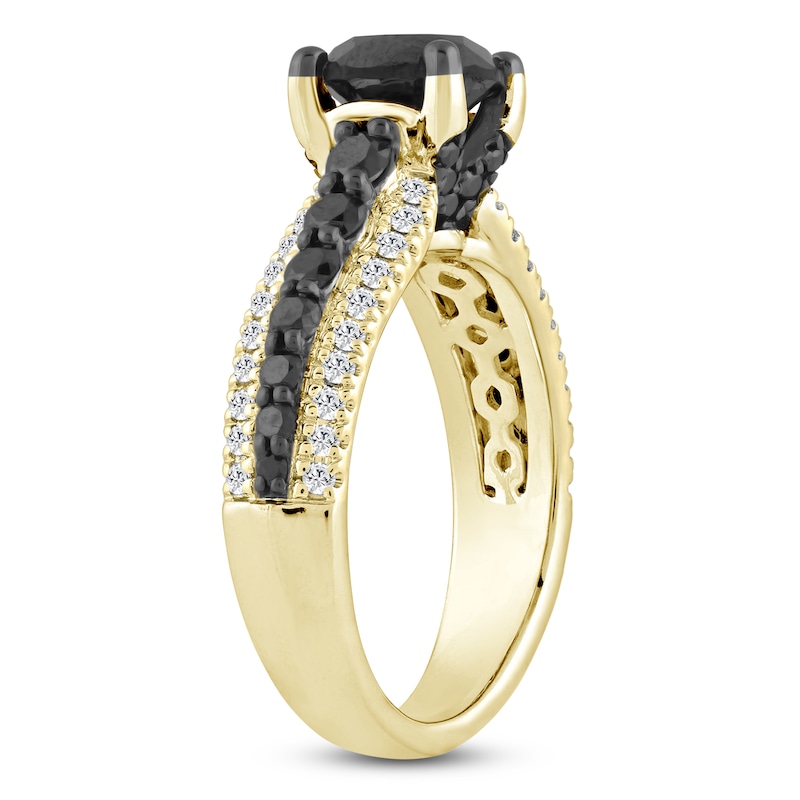 Main Image 2 of Brilliant Moments Round-Cut Black & White Diamond Engagement Ring 2-1/2 ct tw 14K Yellow Gold