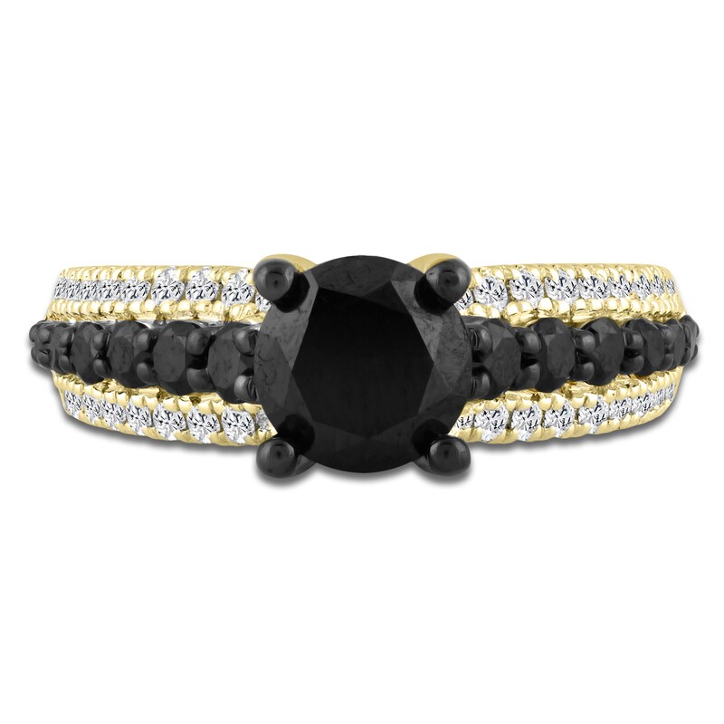 Main Image 3 of Brilliant Moments Round-Cut Black & White Diamond Engagement Ring 2-1/2 ct tw 14K Yellow Gold