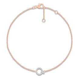 Diamond Initial Q Bracelet 1/15 ct tw 10K Rose Gold 7.5"